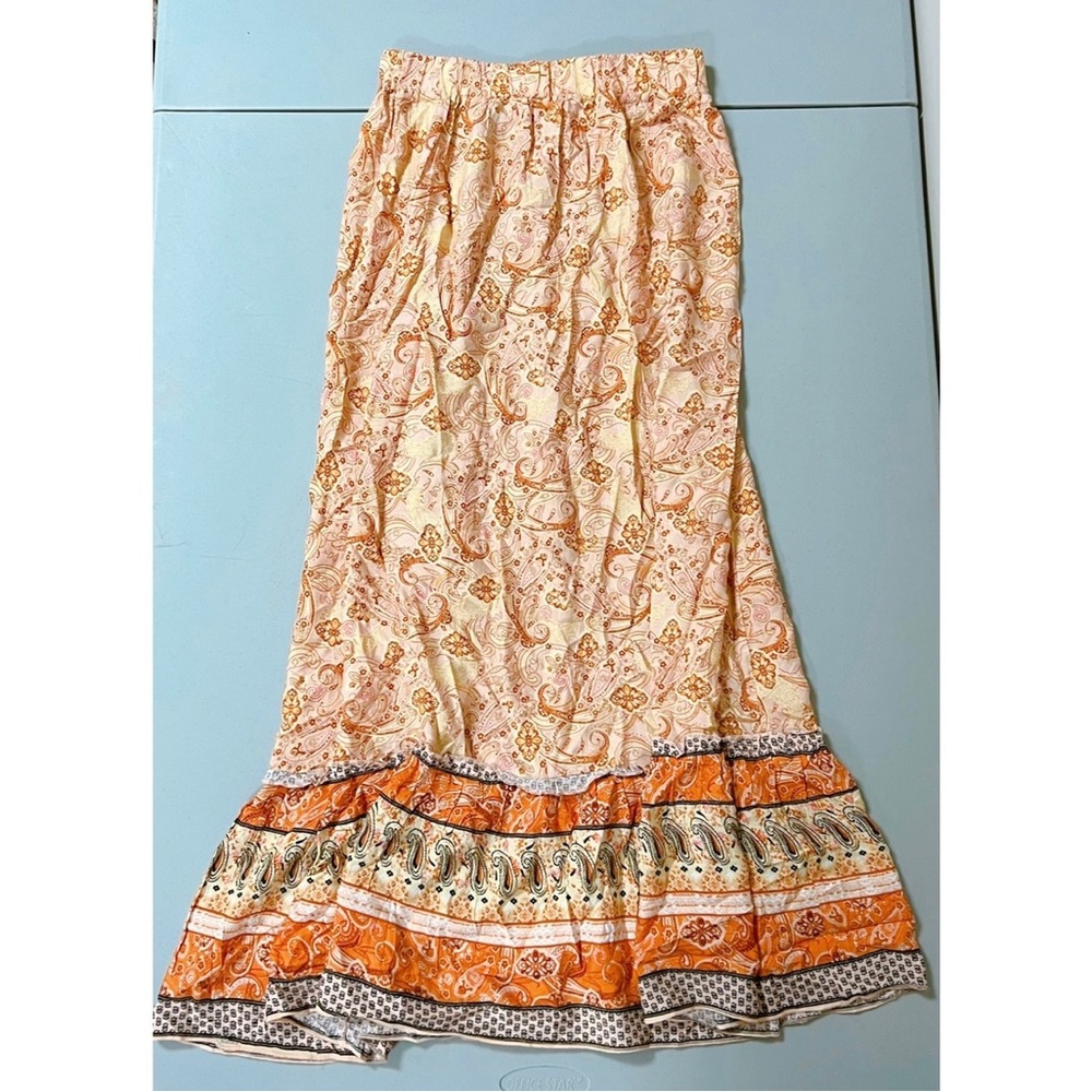 Orange Floral Paisley Maxi Skirt Size S 🌻 #floral #paisley #skirt #maxiskirt